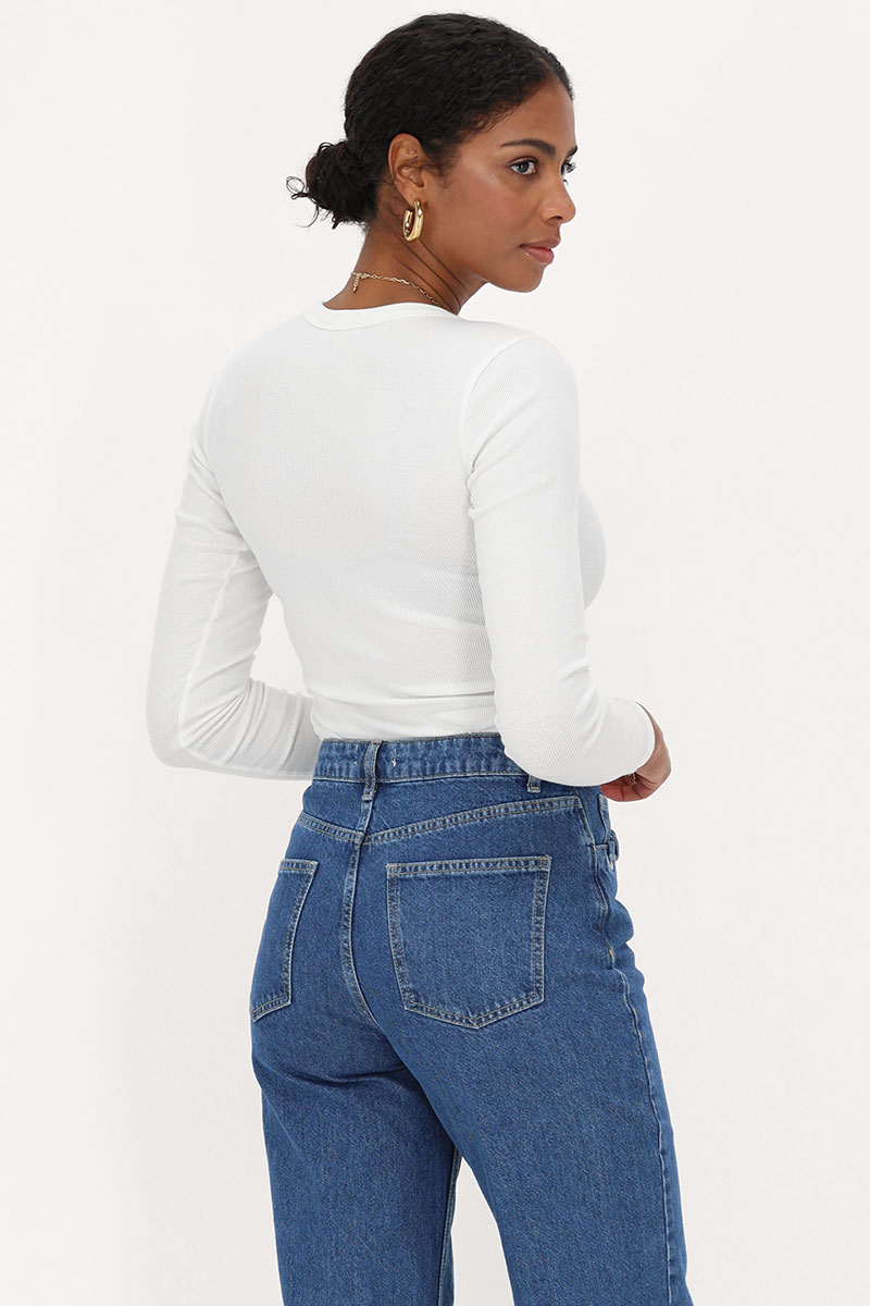 White longsleeve top with rib | My Jewellery