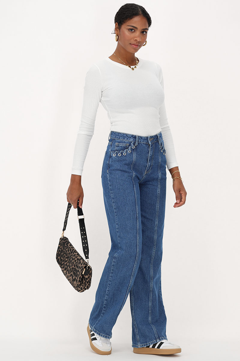 White longsleeve top with rib | My Jewellery