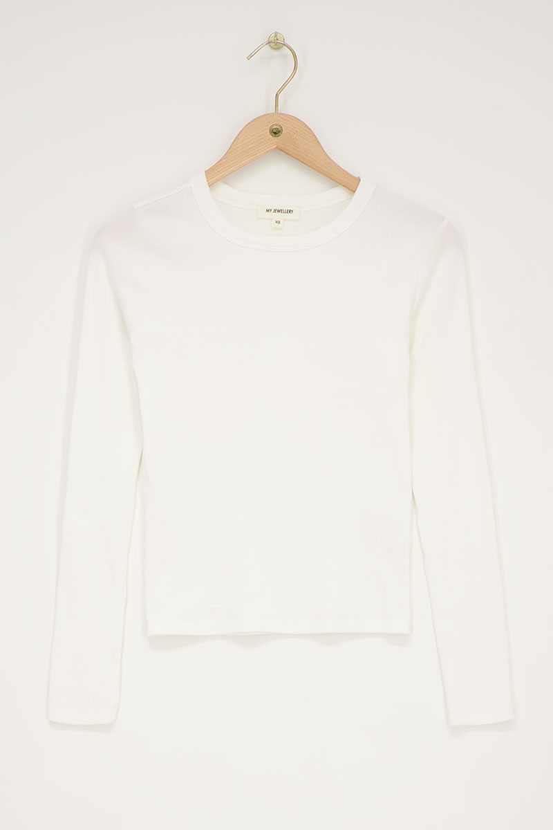 White longsleeve top with rib | My Jewellery