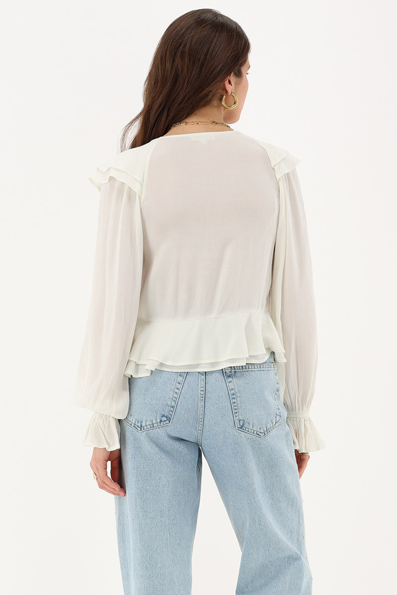 White ruffle blouse with bow | My Jewellery