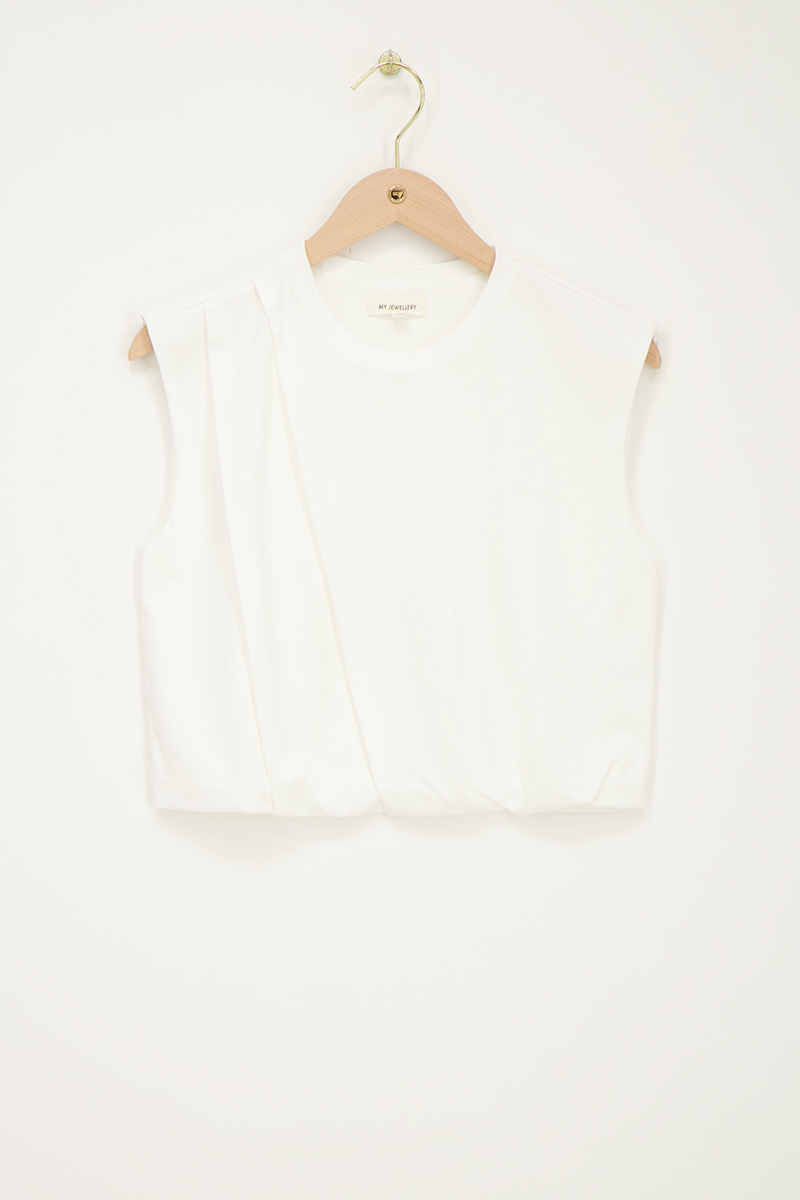 White sleeveless cropped top