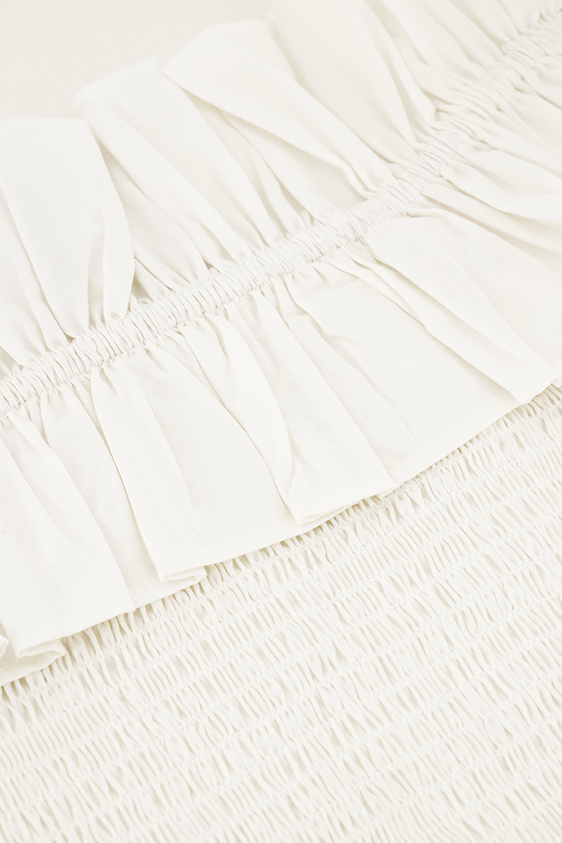 White smocked top with ruffles | My Jewellery