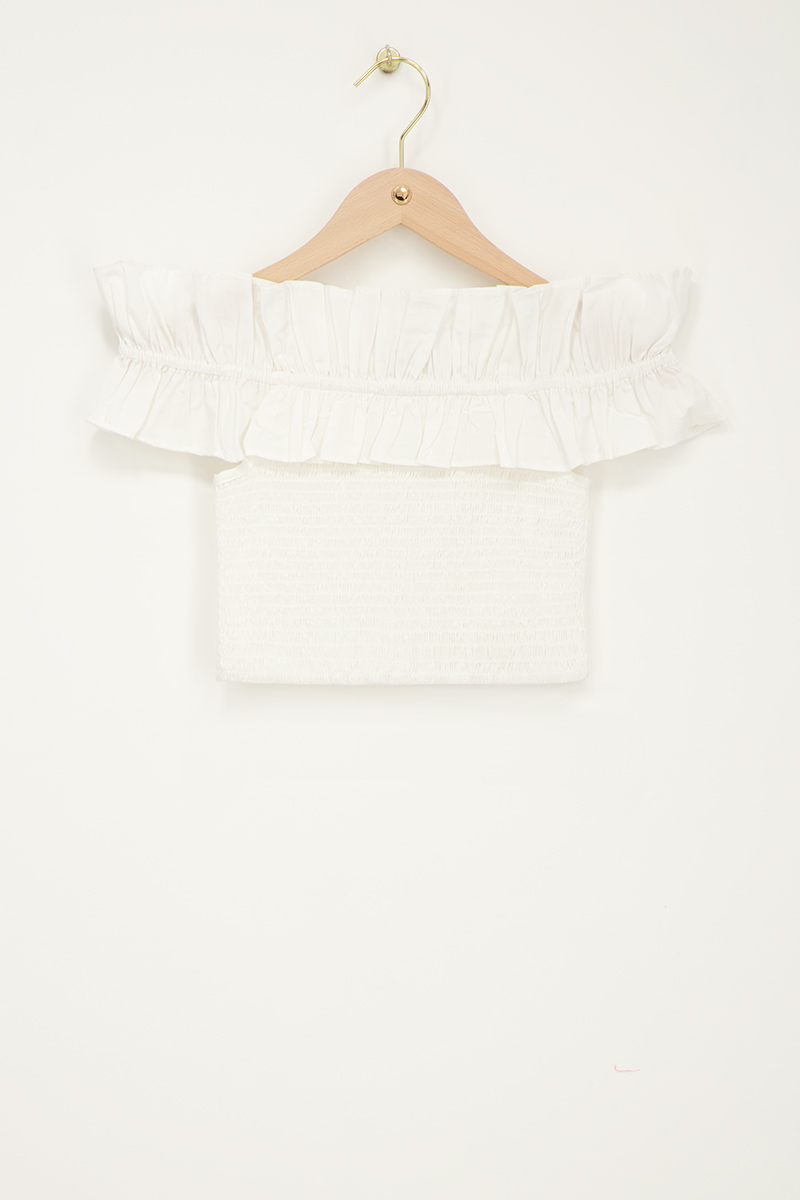 White smocked top with ruffles | My Jewellery