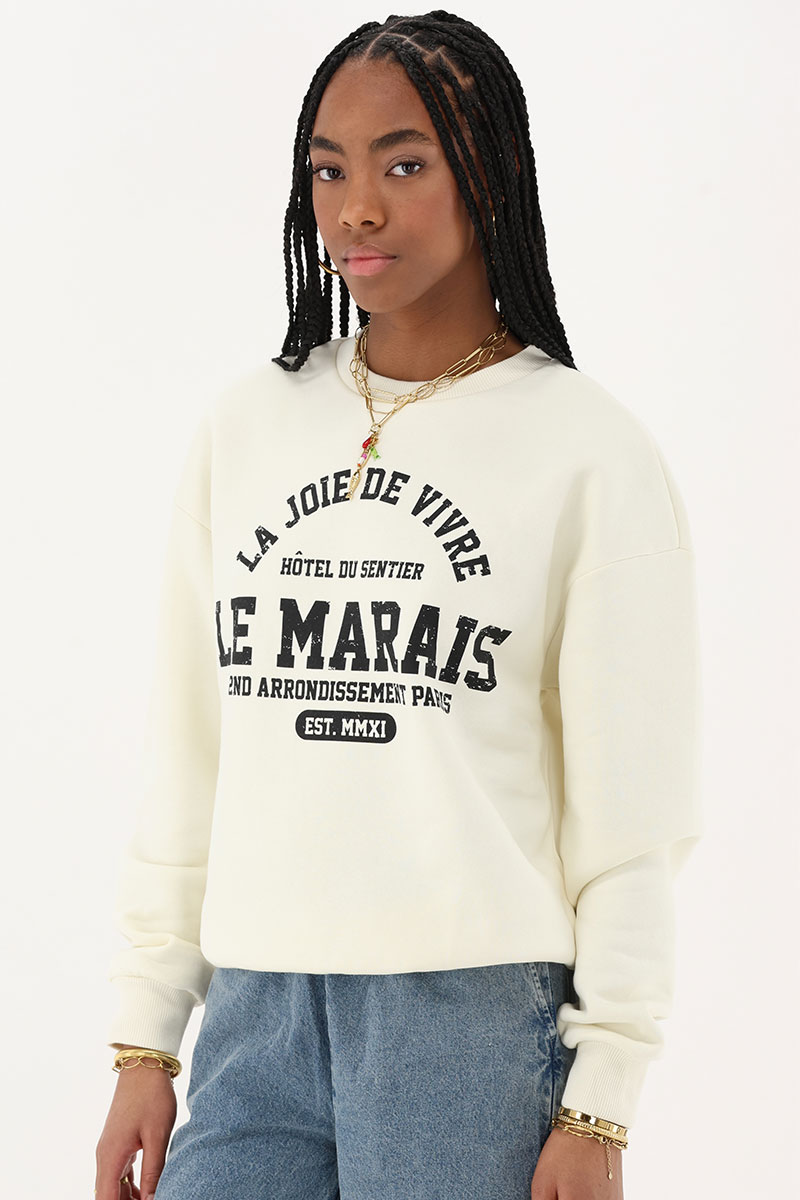 White sweatshirt "La Joie de Vivre" | My Jewellery