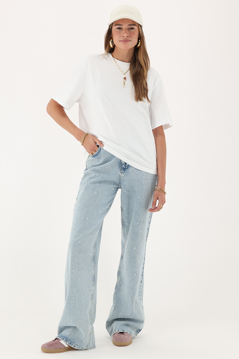 White T-shirt with orange "Riviera" | My Jewellery