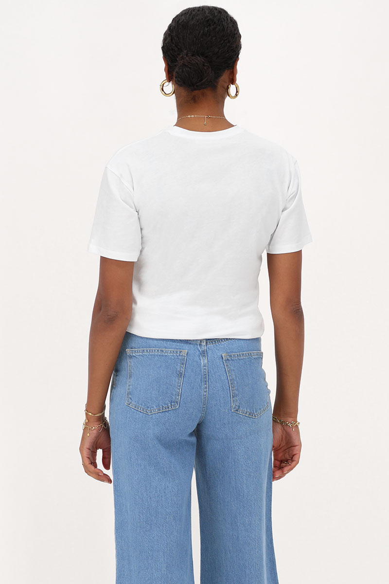 White T-shirt with red "Bonheur" | My Jewellery