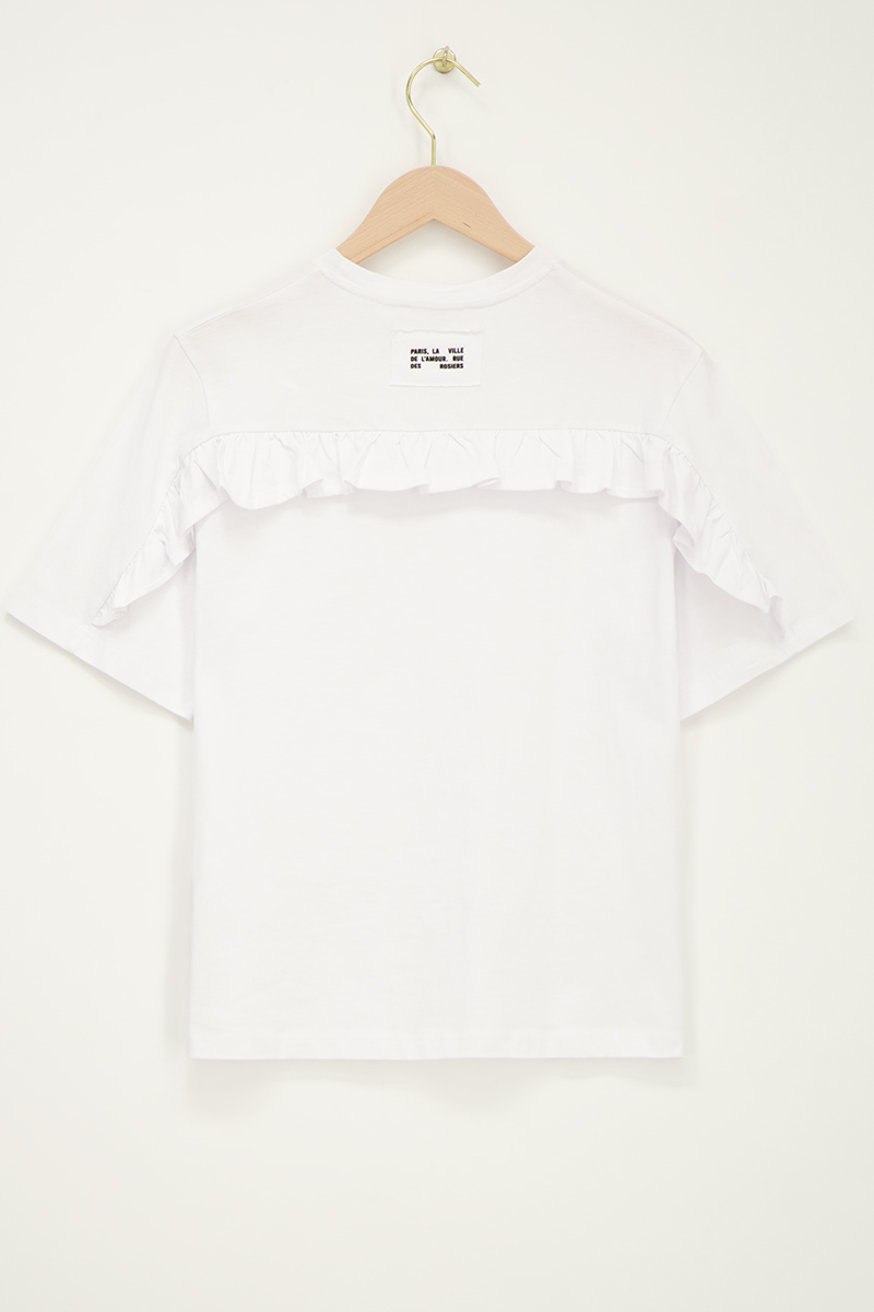 White T-shirt with ruffle | My Jewellery