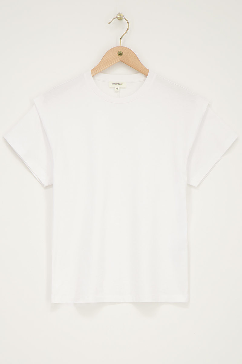 White T-shirt with sleeve detail | My Jewellery