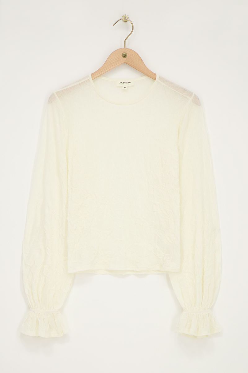 White textured top with cuff