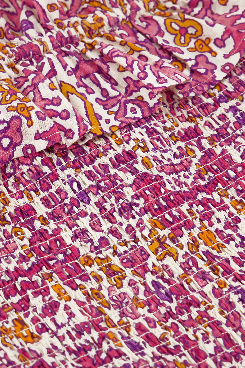 White top with pink &amp; orange bohemian print | My Jewellery