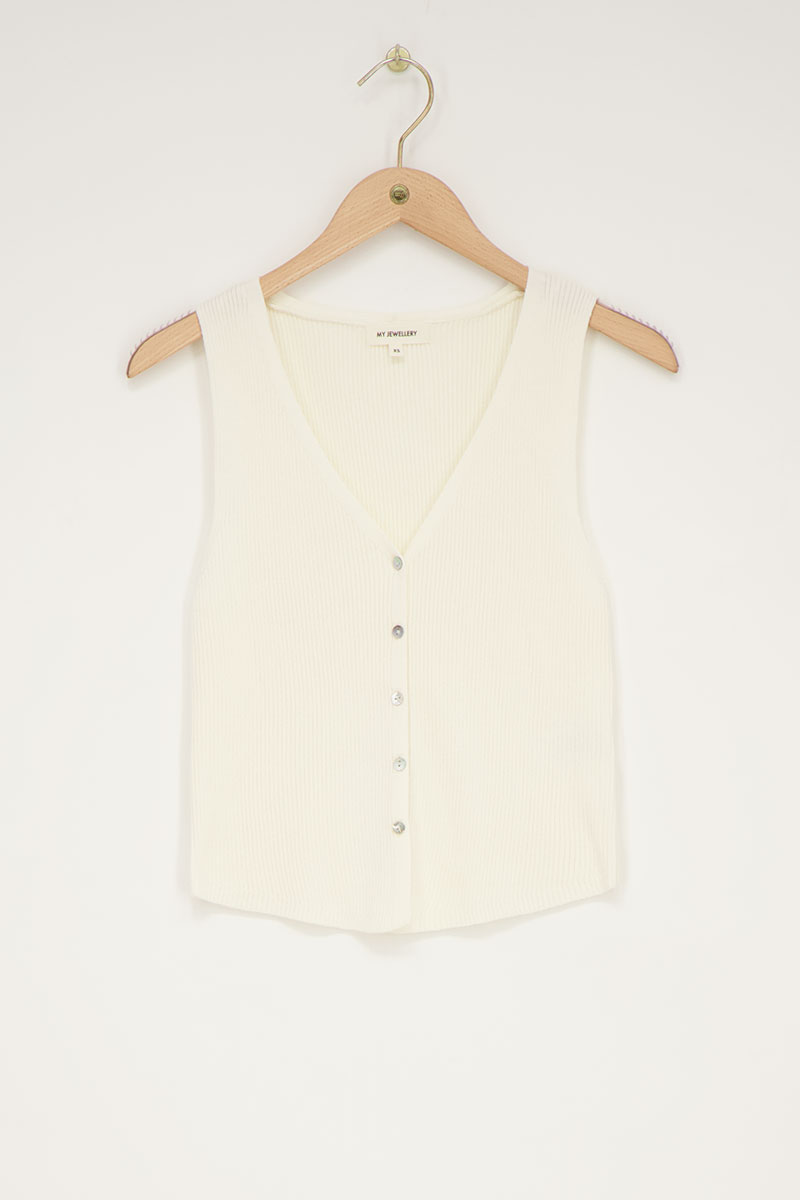 White gilet with buttons | My Jewellery