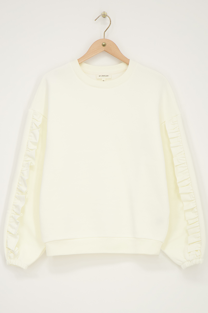 White woven sweater with ruffle | My Jewellery