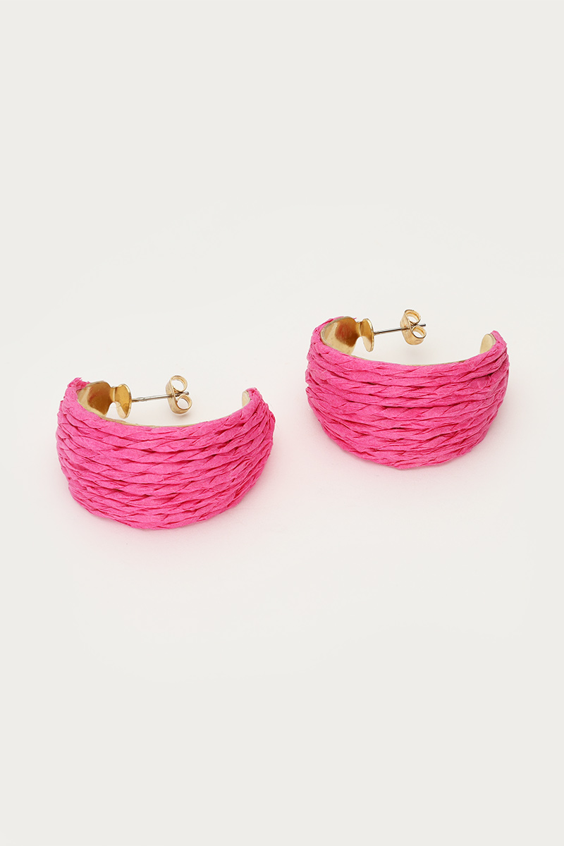 Wide earrings with pink raffia | My Jewellery