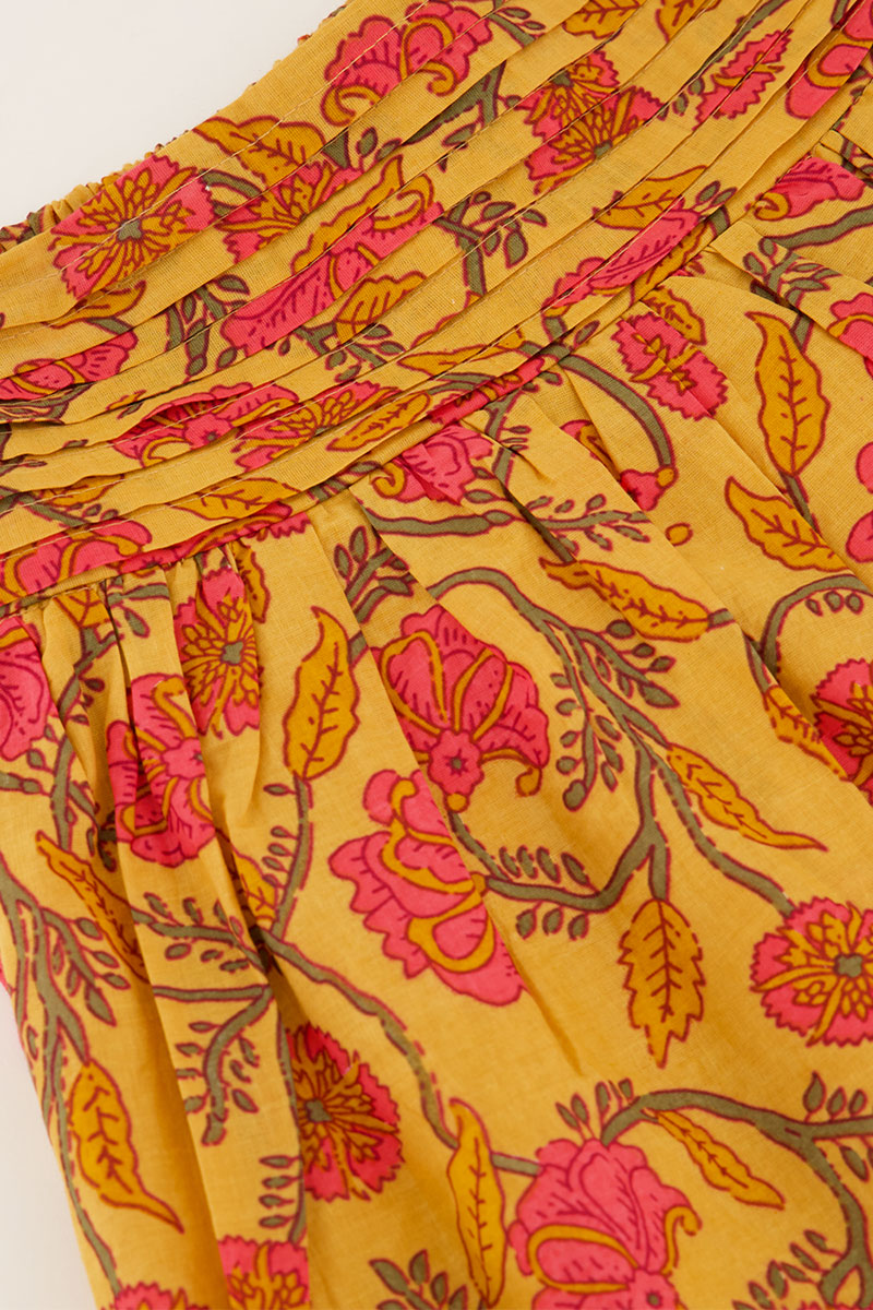 Yellow short skirt with floral print | My Jewellery