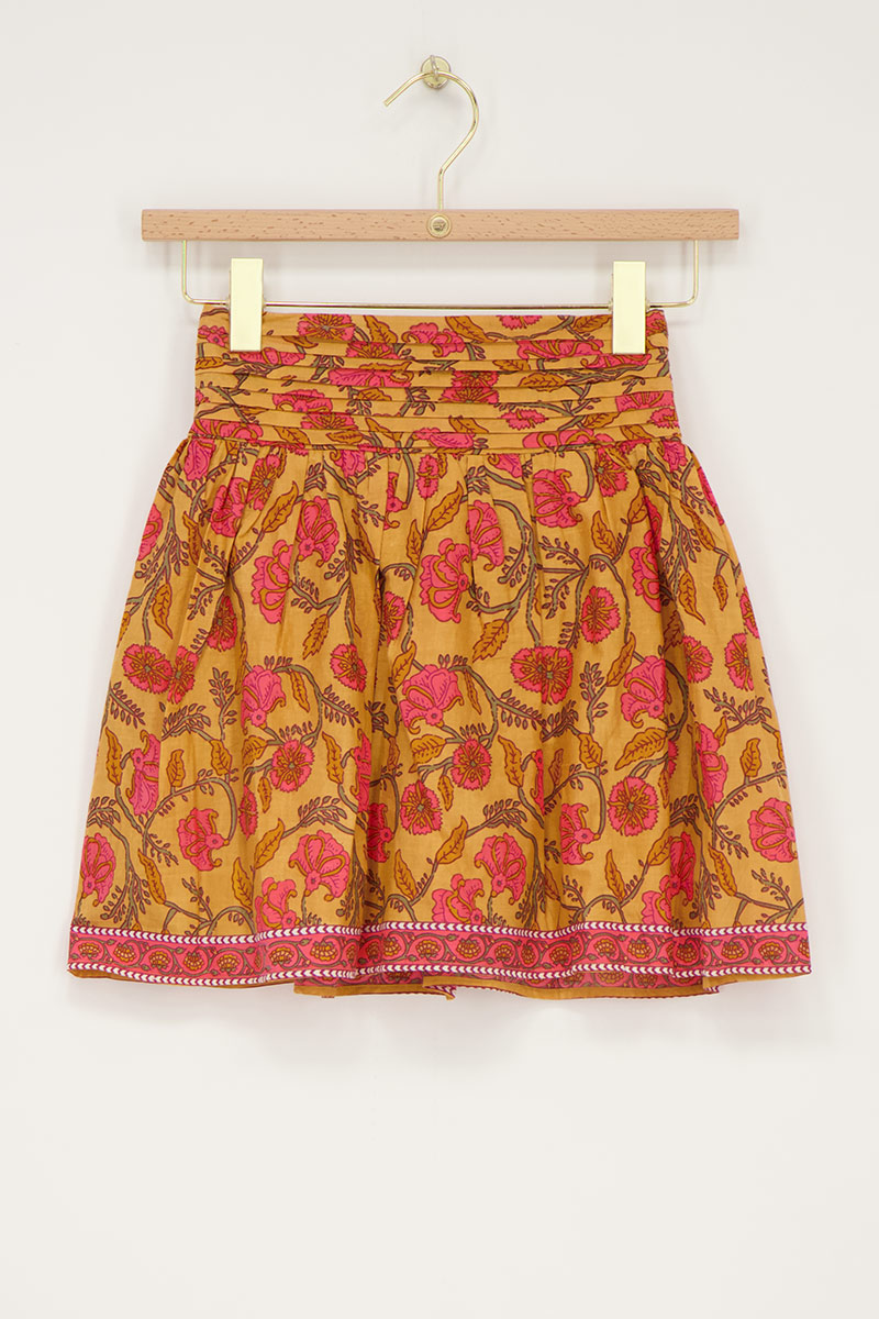 Yellow short skirt with floral print | My Jewellery