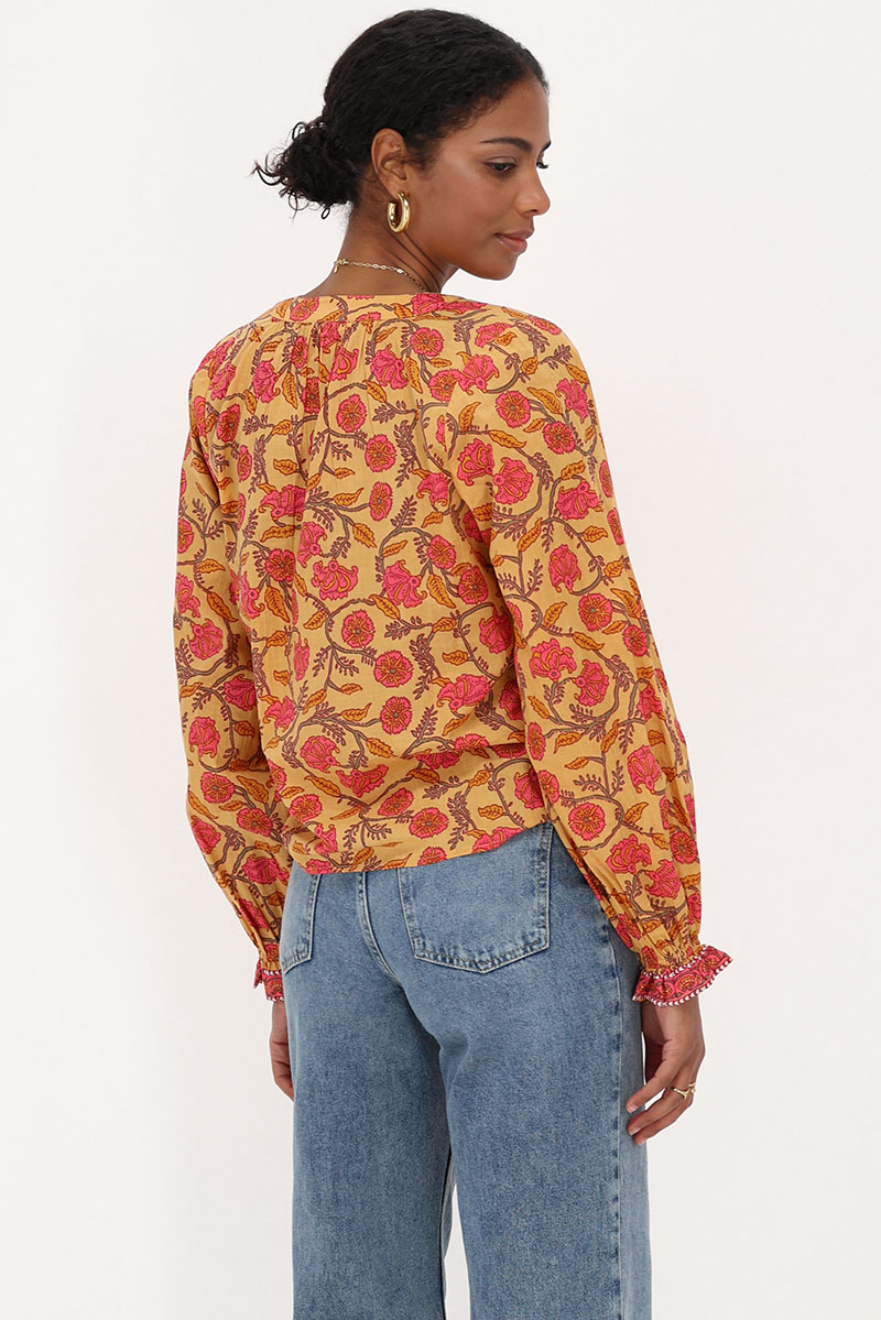 Yellow blouse with floral print | My Jewellery