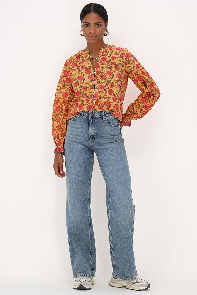 Yellow blouse with floral print | My Jewellery