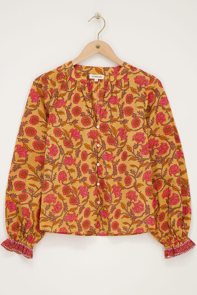 Yellow blouse with floral print | My Jewellery