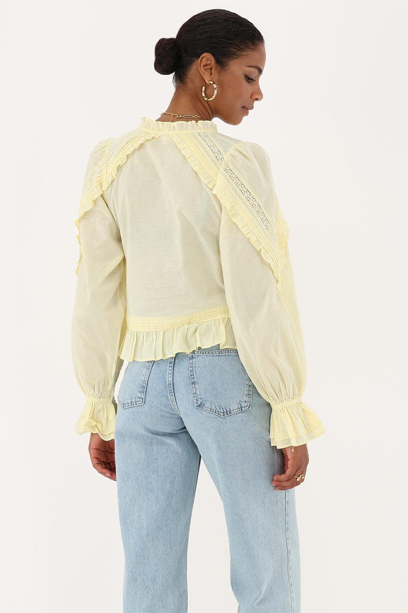 Yellow blouse with ruffle & bows | My Jewellery