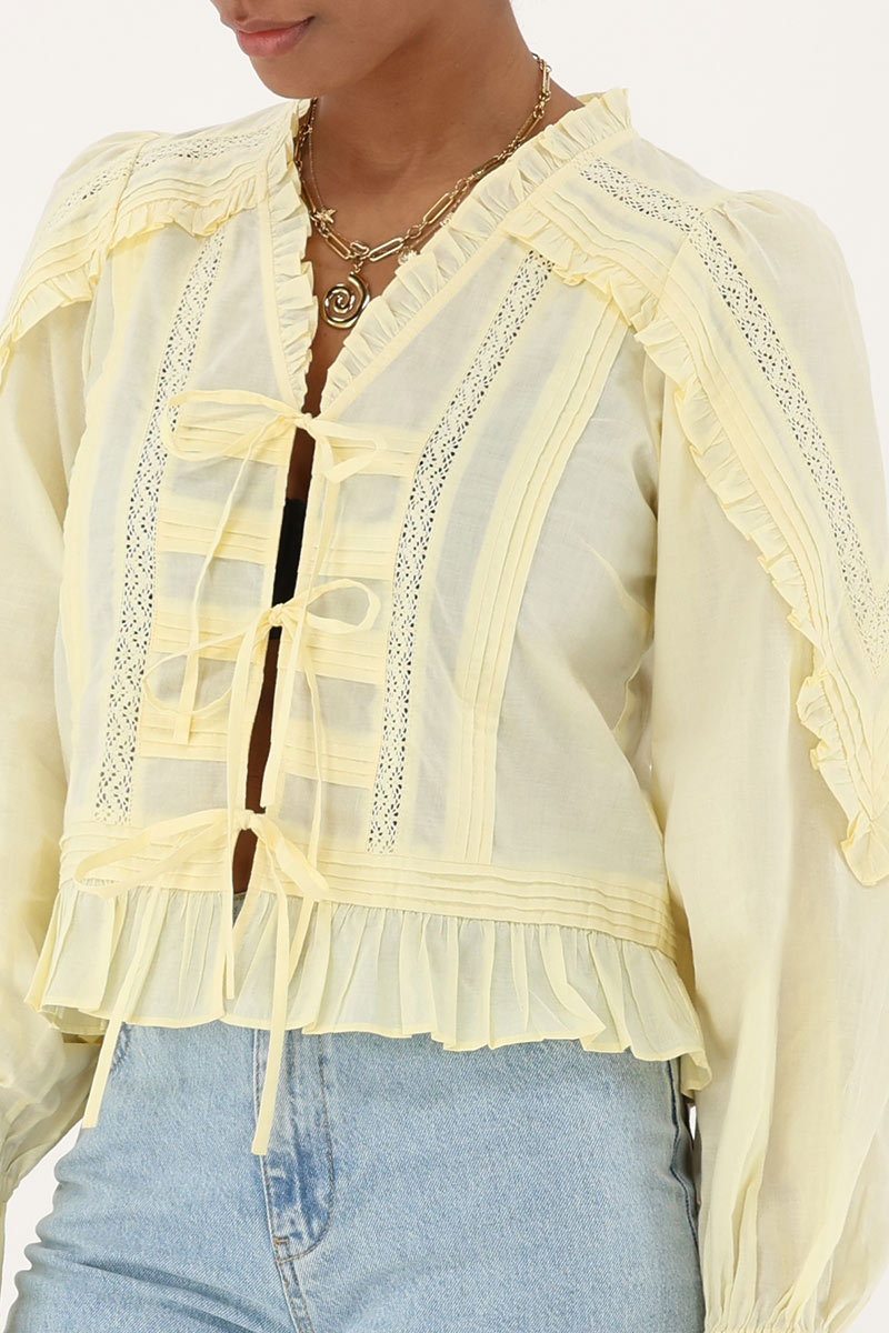 Yellow blouse with ruffle & bows | My Jewellery