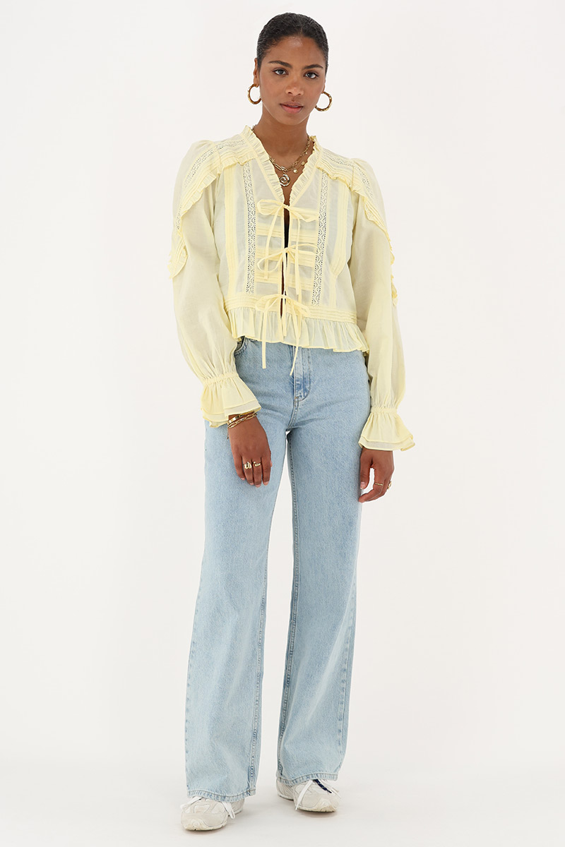 Yellow blouse with ruffle & bows | My Jewellery