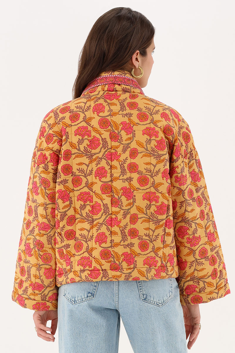 Yellow kimono jacket with floral print | My Jewellery