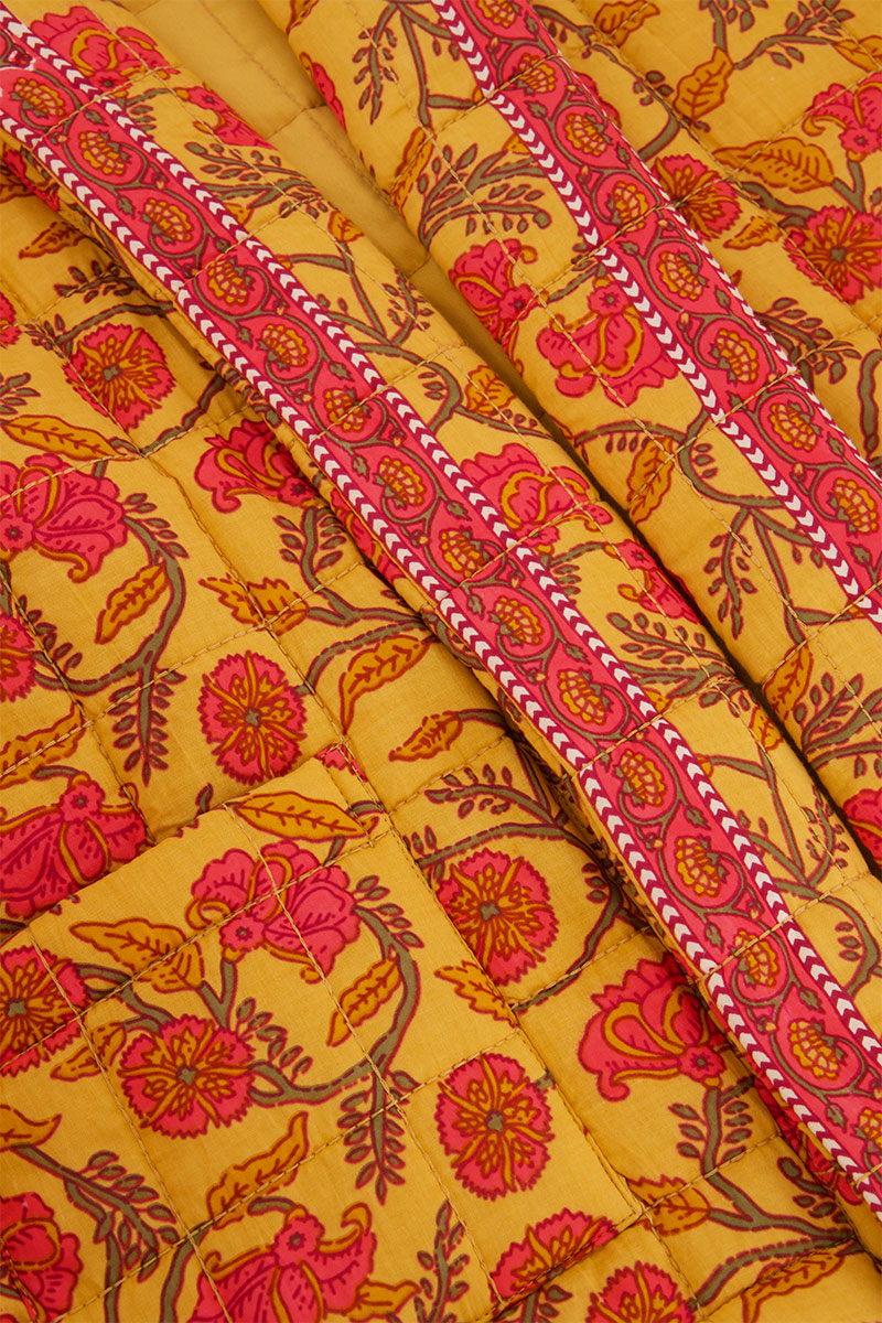 Yellow kimono jacket with floral print | My Jewellery