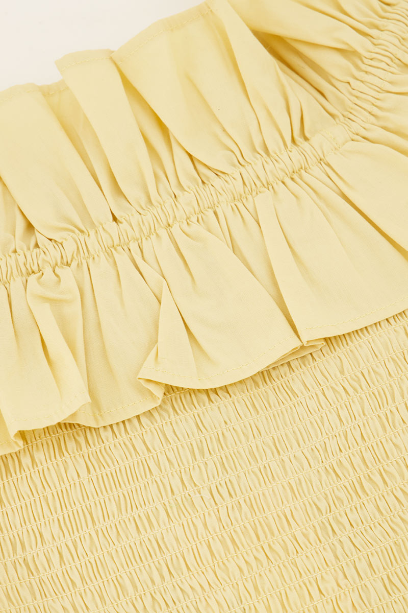 Yellow smocked top with ruffles | My Jewellery