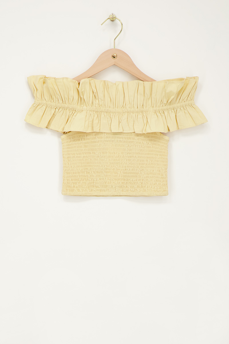 Yellow smocked top with ruffles | My Jewellery