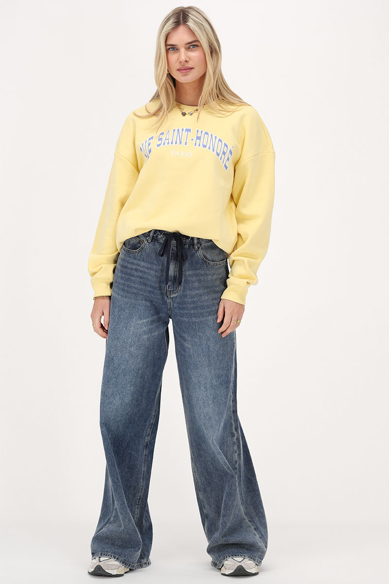 Blue wide leg jeans with drawstring | My Jewellery