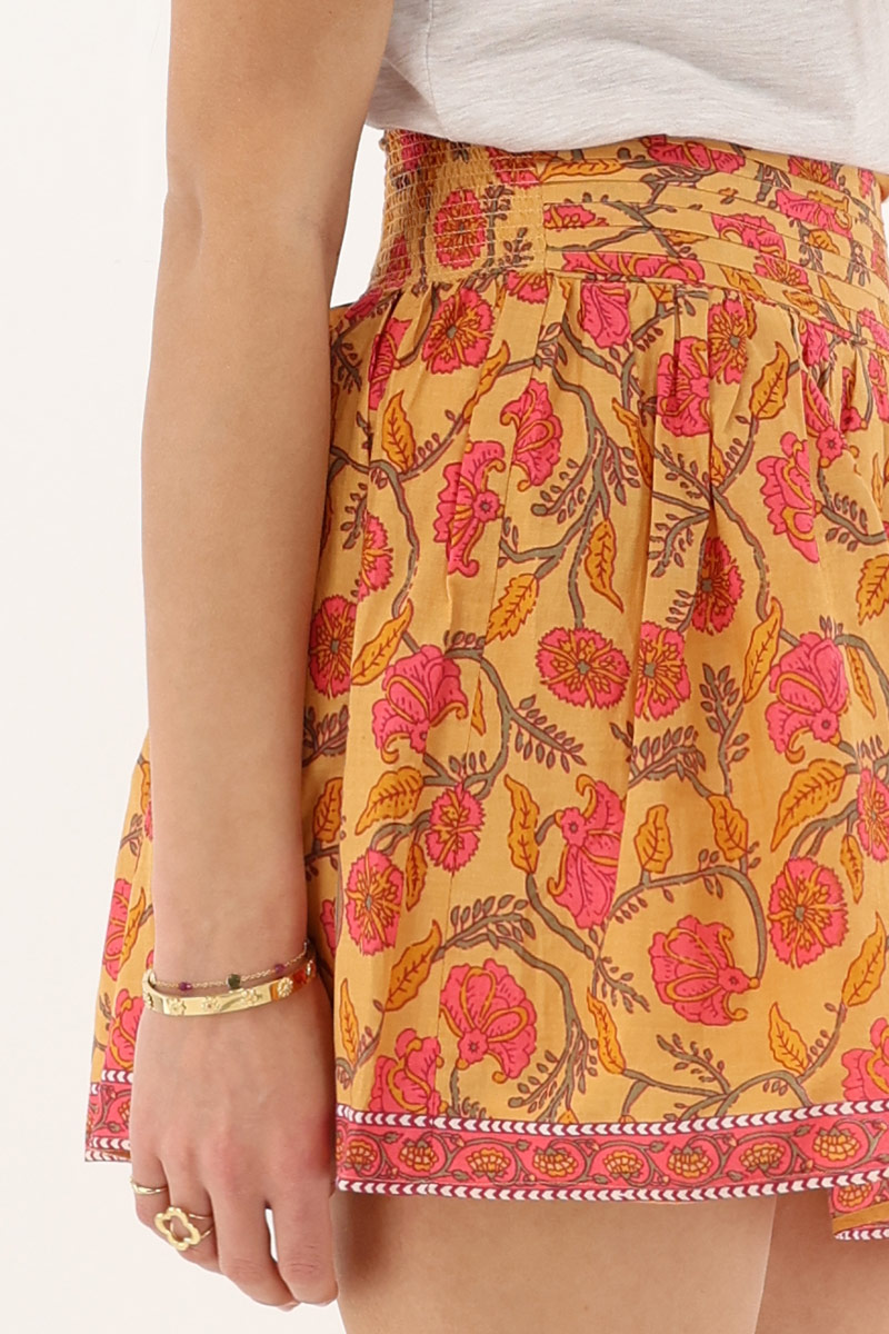 Yellow skirt with floral print | My Jewellery