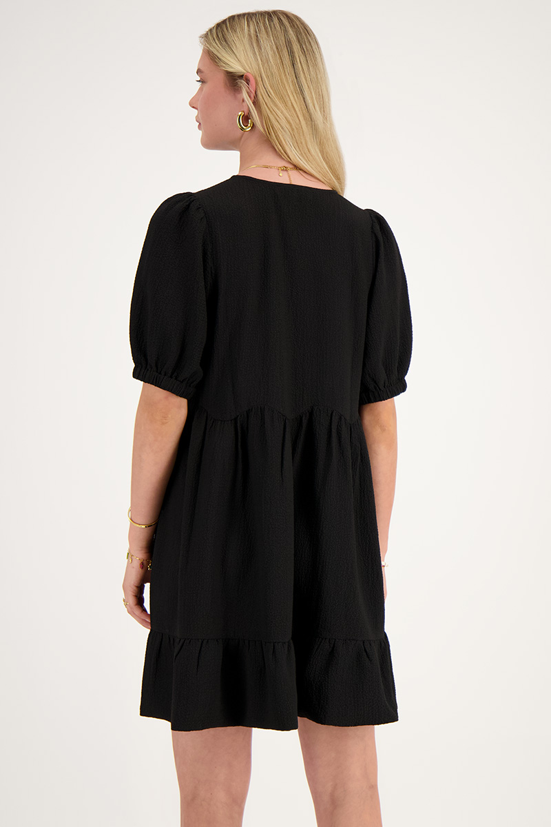 Black wide dress with bows