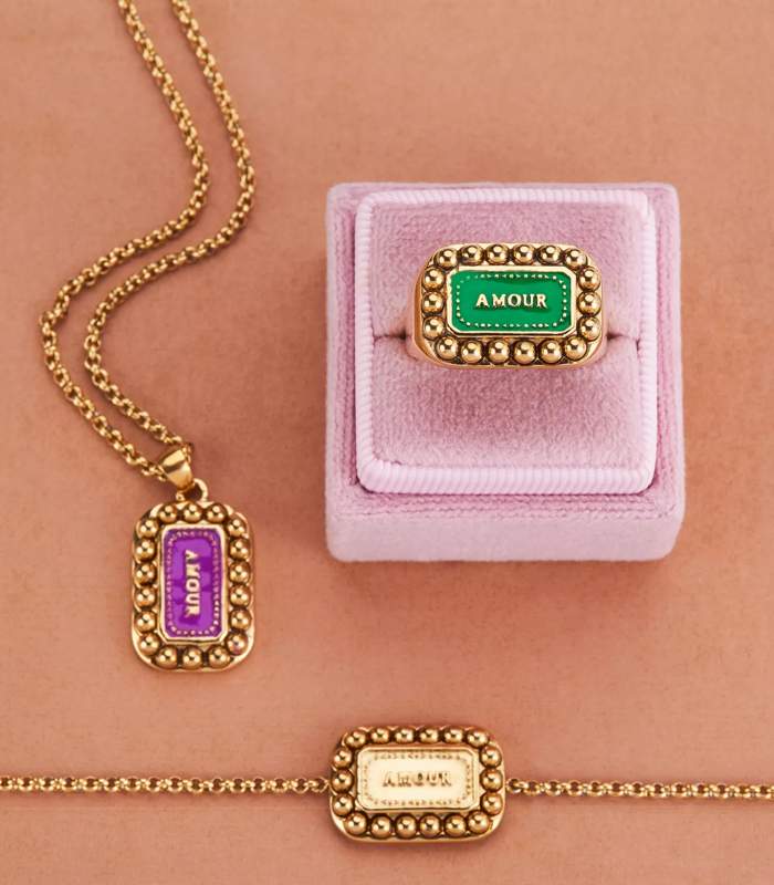 Necklace, bracelet, ring