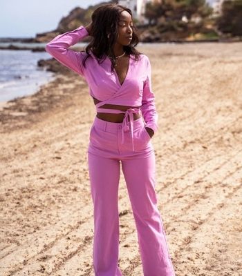 Two piece set: roze crop top & roze broek My Jewellery