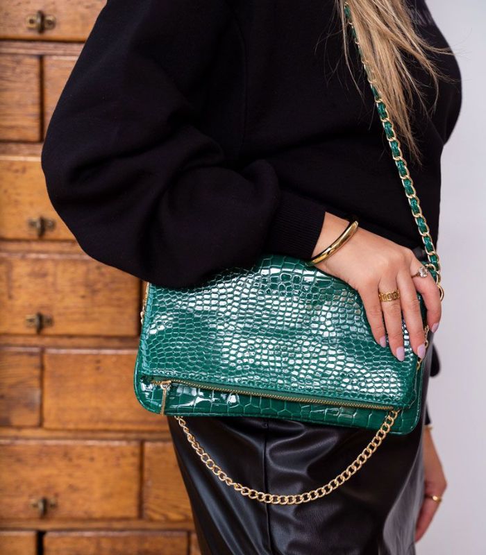 Groene croco schoudertas