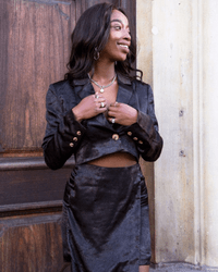 cropped blazer zwart met rok