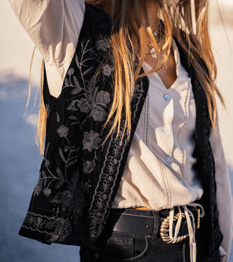 Zwarte velvet gilet