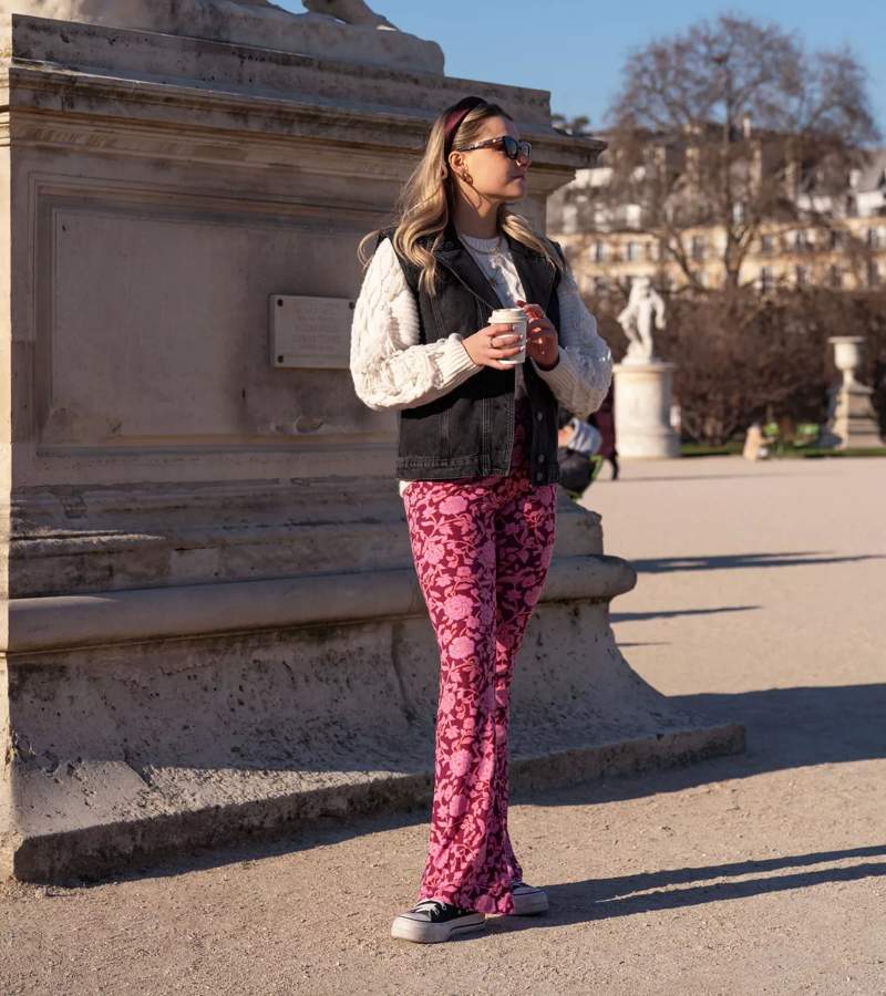 flared broek met zebraprint