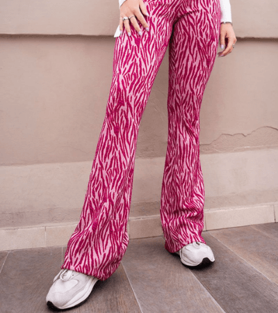 flared broek met zebraprint