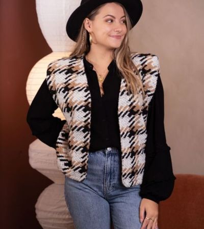 checkered gilet