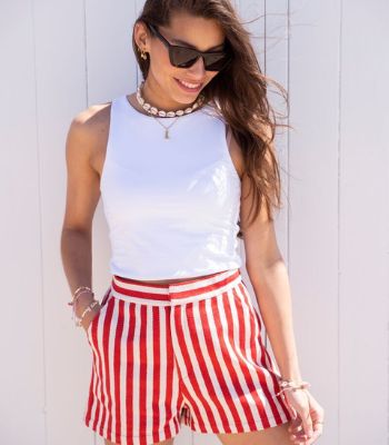 striped linen shorts