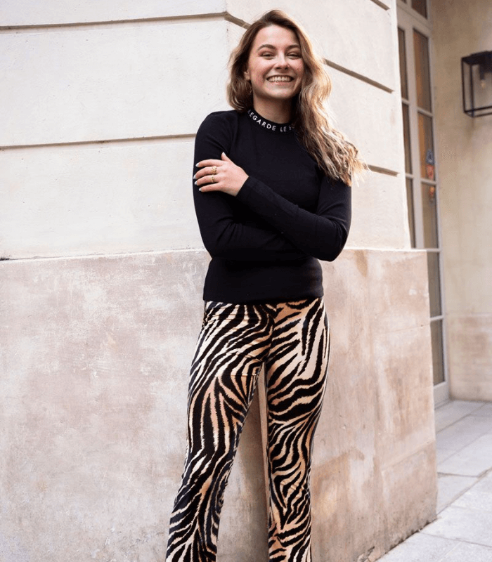 tijgerprint flared broek
